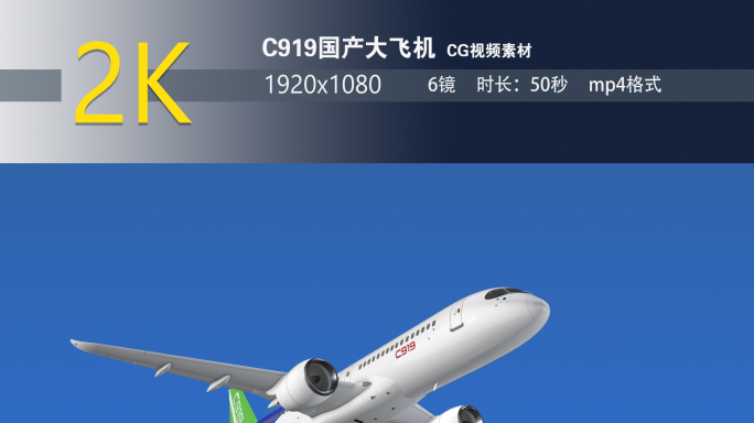 C919国产大飞机CG视频素材