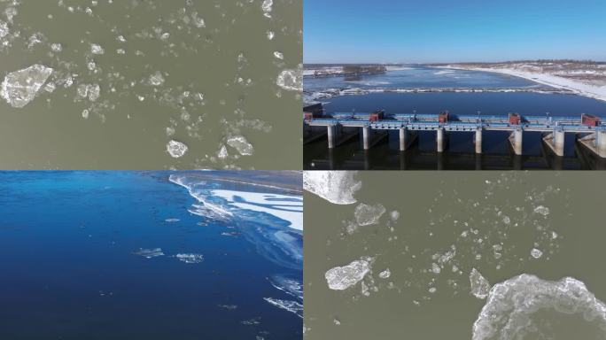 冬季封江之前浮冰