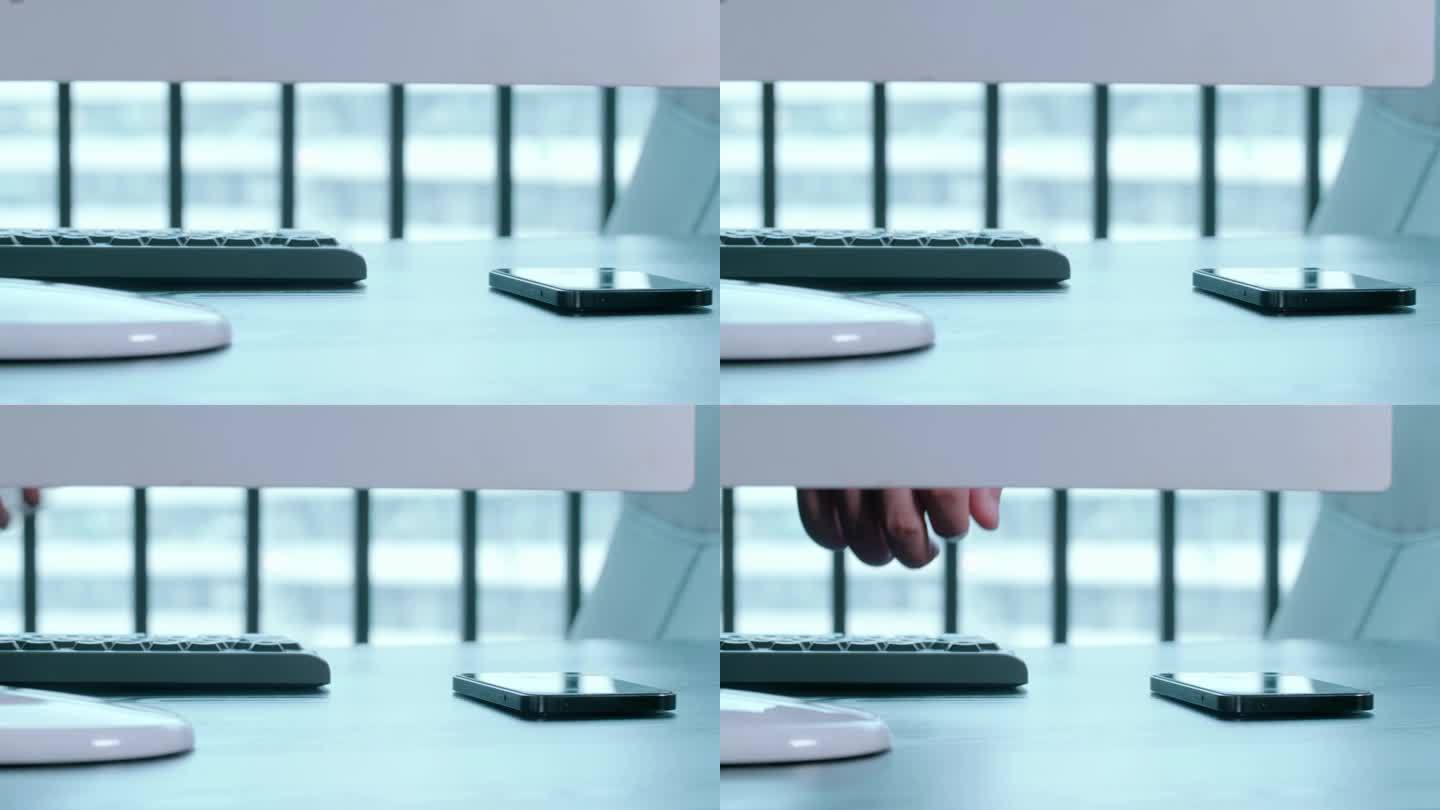 【4K】办公桌上的手机键盘