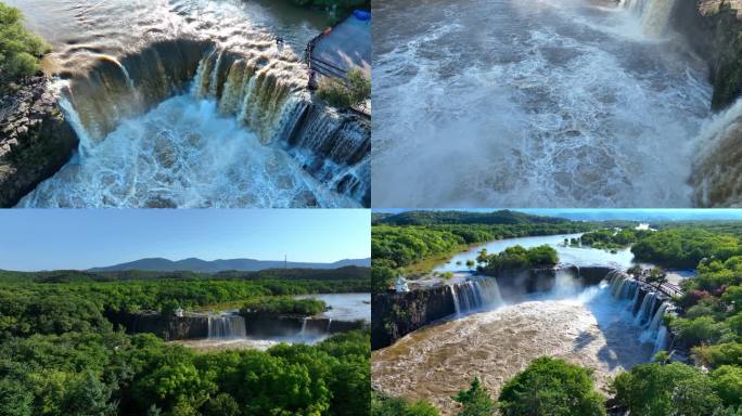 4K牡丹江镜泊湖风瀑布河流山水白酒