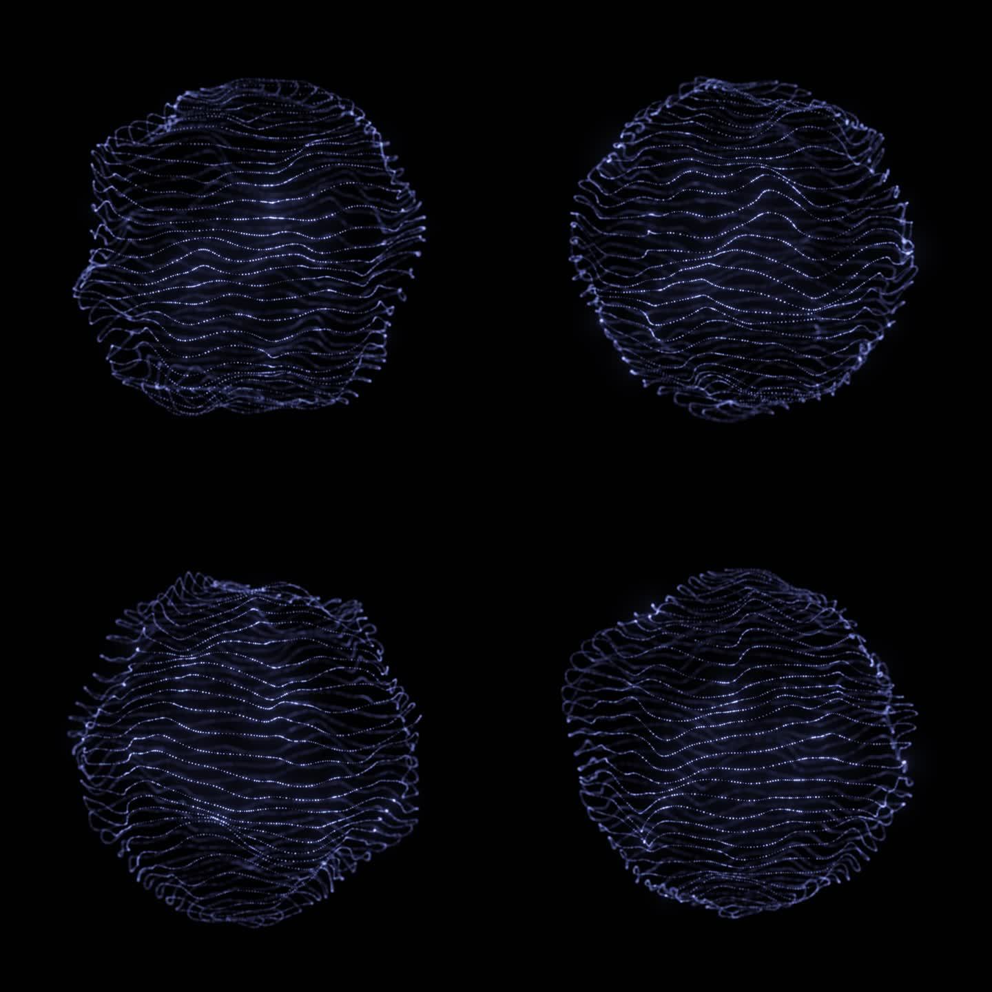 科技感抽象粒子线条球体 循环 带透明通道