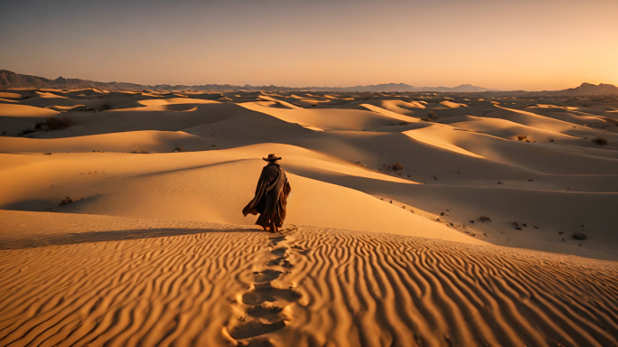 一个人走向沙漠  孤独 侠客 勇往直前