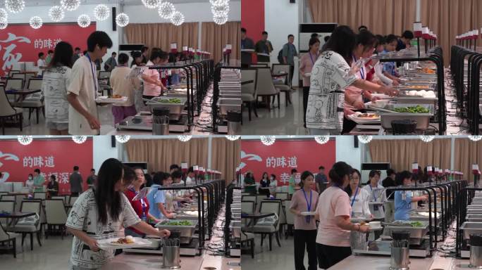 大学饭堂 自助餐 学生 校园 用餐