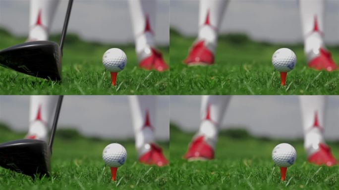 高尔夫球手开球打高尔夫球特写视频素材