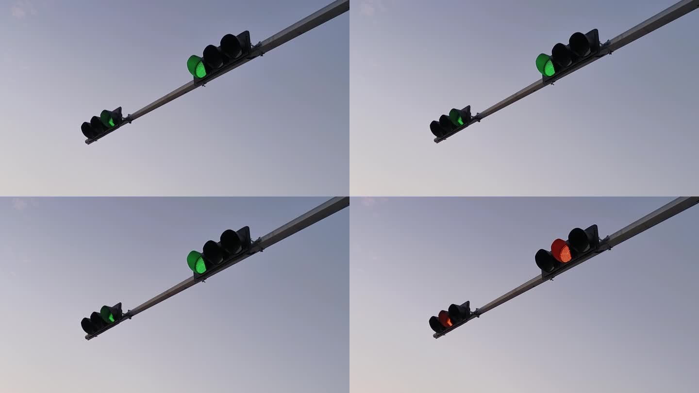 凌晨街道凌晨三点街道红绿灯交替变换红绿灯