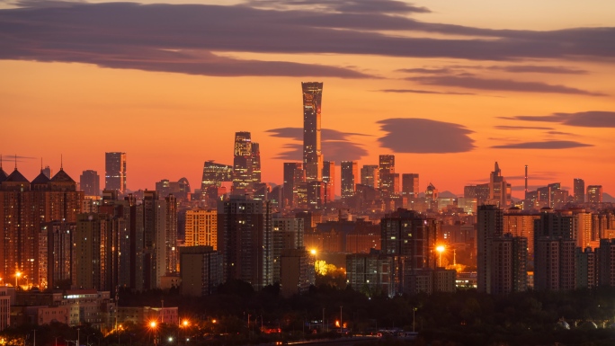 北京国贸中国尊清晨阳光影