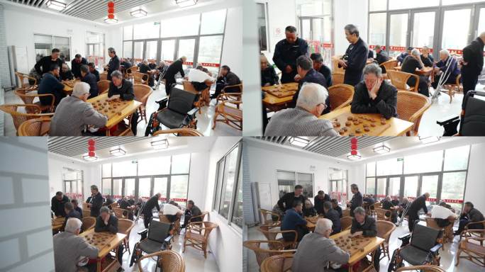 社区里下象棋的老人退休老人