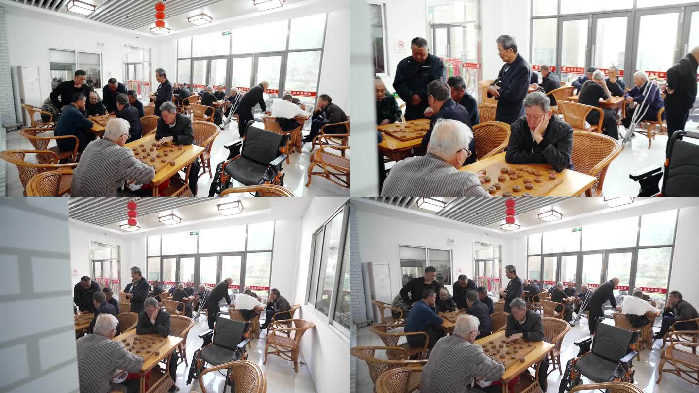 社区里下象棋的老人退休老人