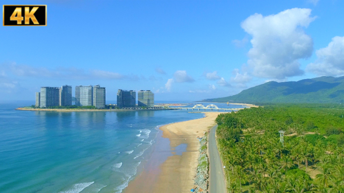 4K航拍万宁日月湾度假旅游胜地