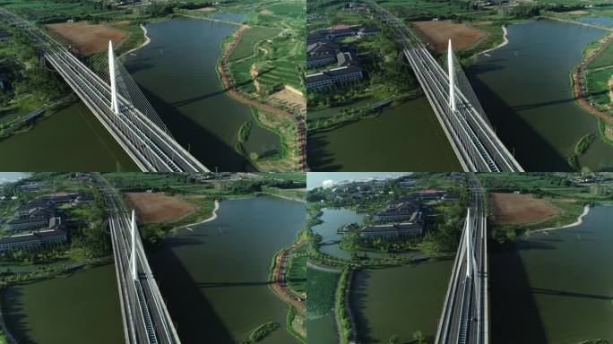 长治 神农湖大桥 航拍 4K 绿色生态