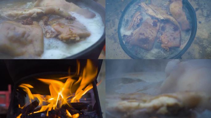 冬至炖狗肉柴火炖肉煮肉
