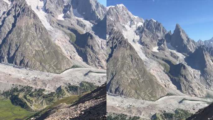 POV在勃朗峰附近的高山小径徒步旅行