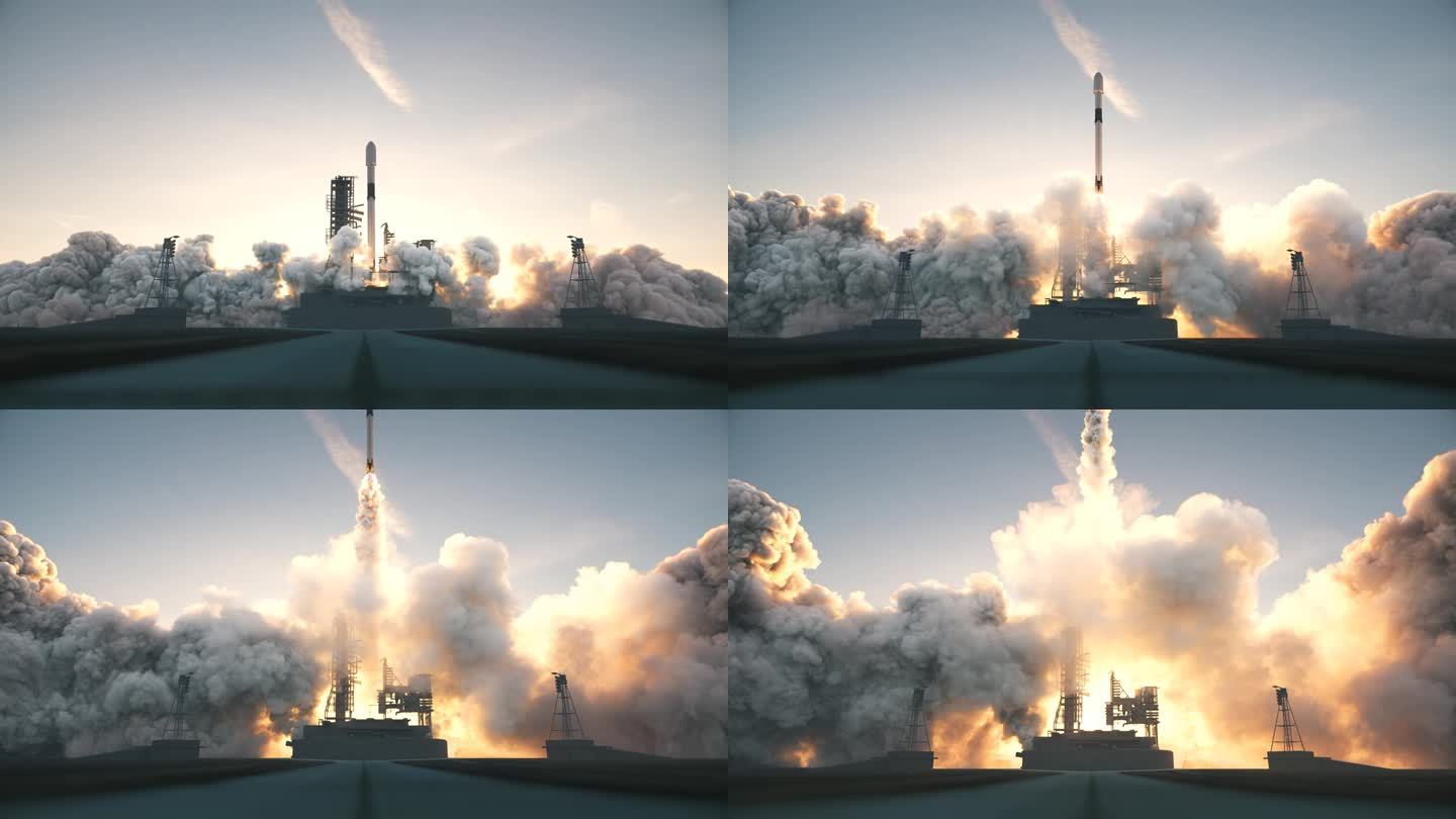 太空火箭从太空港发射。航天发射系统。发射宇宙飞船
