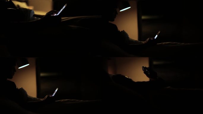 (4k原创)看手机 夜晚看手机 躺在床上