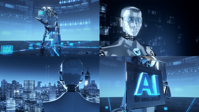 科技人工智能AI机器人数据分析视频素材