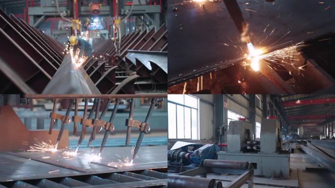 钢铁厂生产钢架结构生产线电焊火花