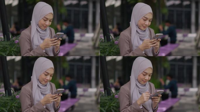 穆斯林妇女在手机上有创意的新想法