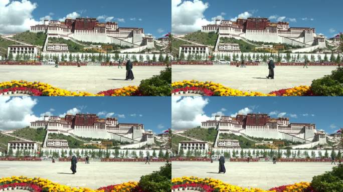 藏族人从布达拉宫前经过