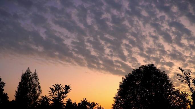 落日余晖晚霞夕阳鱼鳞云