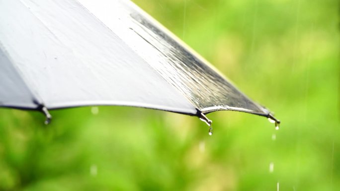 雨落在伞上的慢镜头