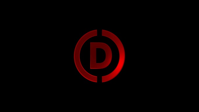 红色字母D公司标志动画在黑色背景4k镜头视频
