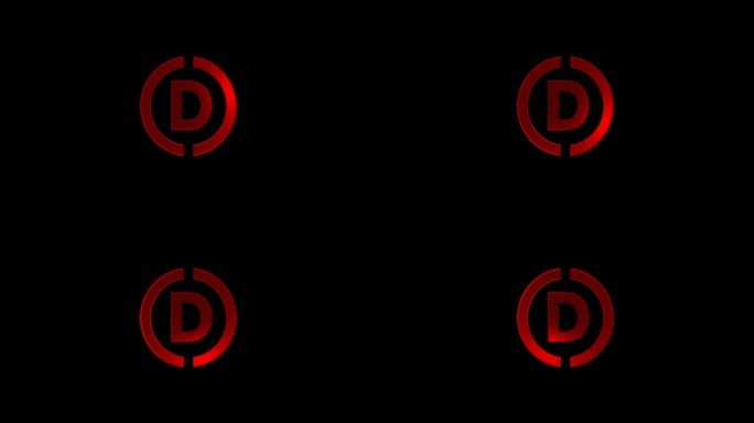 红色字母D公司标志动画在黑色背景4k镜头视频