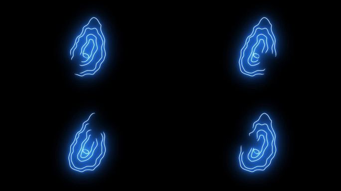 动画牡蛎图标与发光的霓虹灯效果