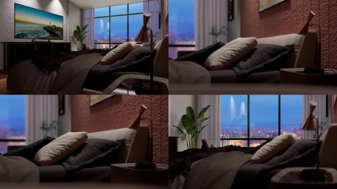 4k房地产卧室三维动画
