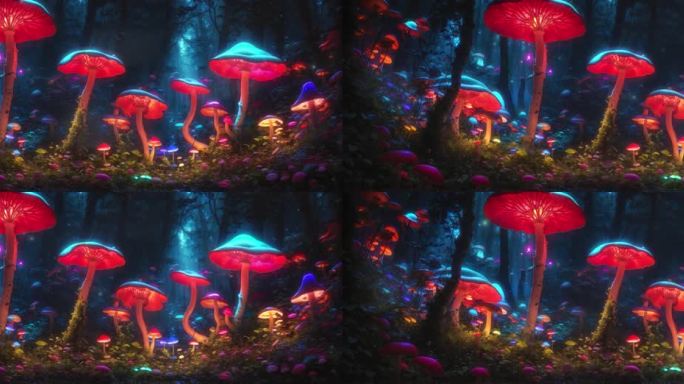 4K宽屏大屏抽象梦幻森林概念背景