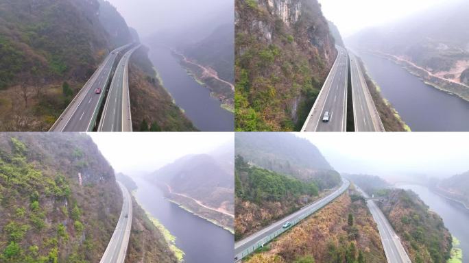 高速公路全景片头4k航拍