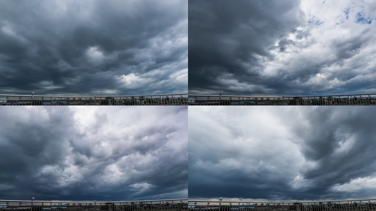 农村楼顶乌云密布雷暴风雨