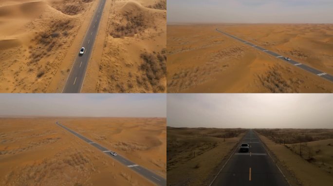 汽车行驶在沙漠