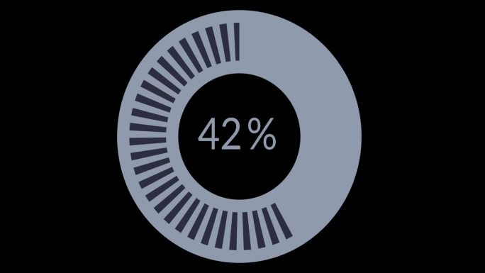 现代加载白色圆形环黑色背景。100%在加载环内。加载器传输下载动画从零到百分之百。圆的百分比。