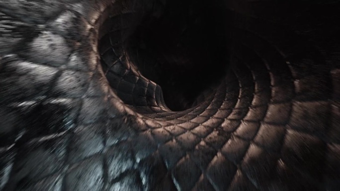 3D隧道循环，蛇爬行动物皮肤纹理，无缝循环视觉效果