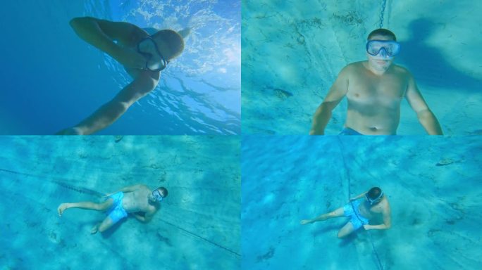 与一位男性朋友在绿松石海中潜水