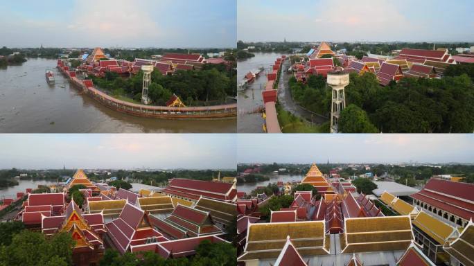 无人机拍摄的泰国大城府法南清寺