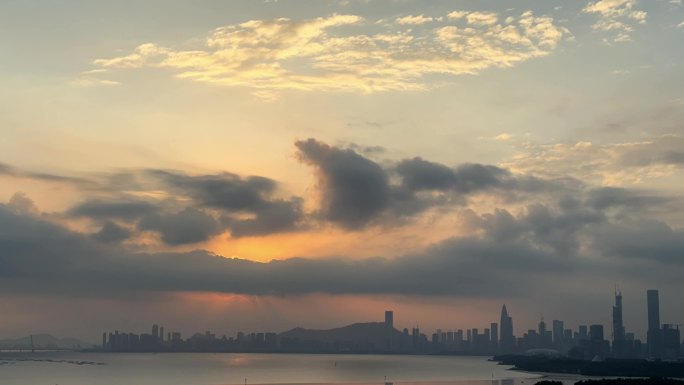 城市黄昏天空 唯美晚霞天空 夜幕降临