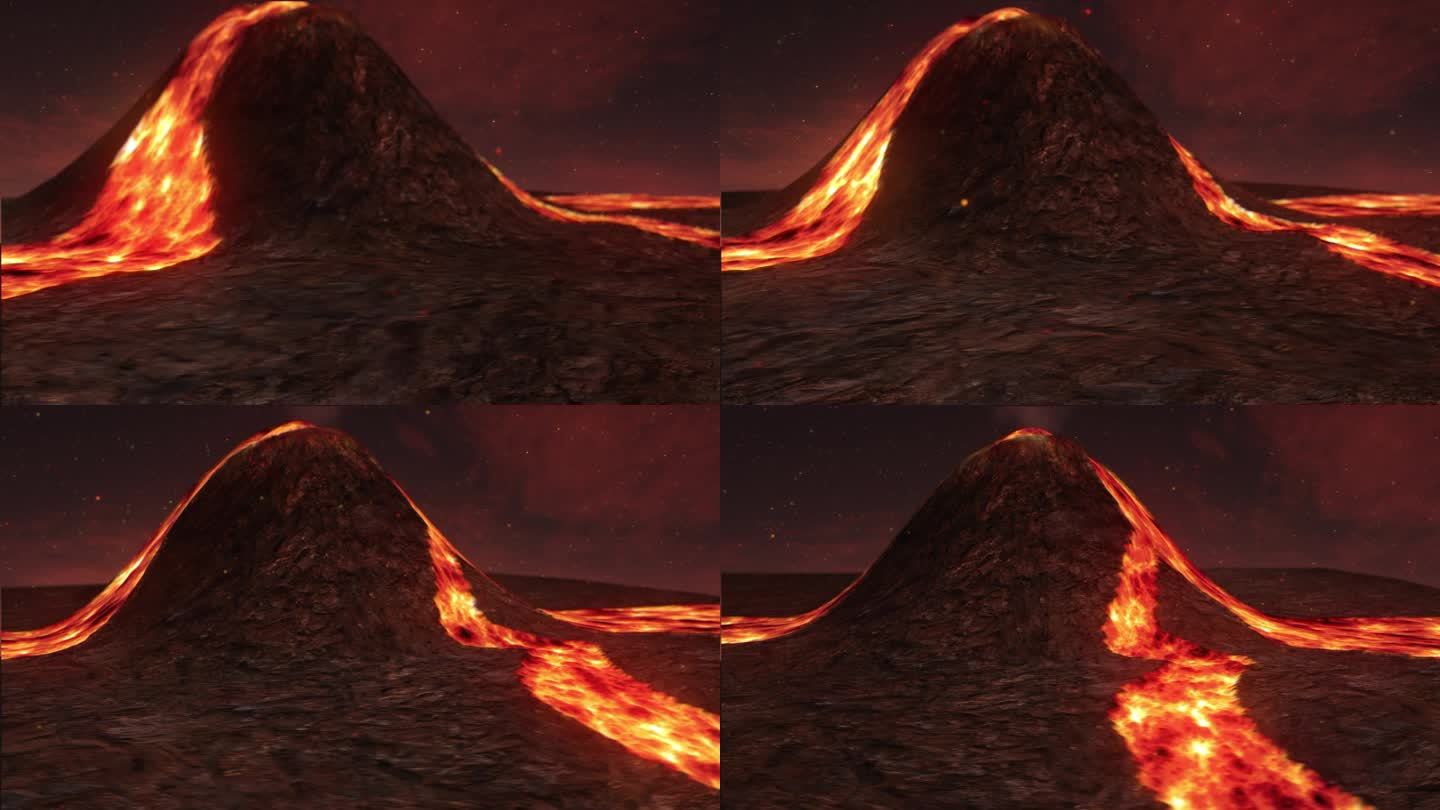 火山岩浆火星3d场景特效4KAE工程