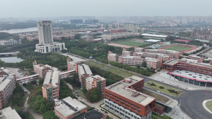 航拍江西南昌航空大学校园建筑城市风光