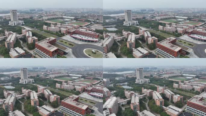 航拍江西南昌航空大学校园建筑城市风光