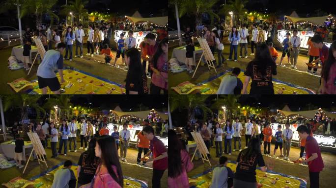 营地 篝火晚会 聚会 夜晚 烤肉 大学生