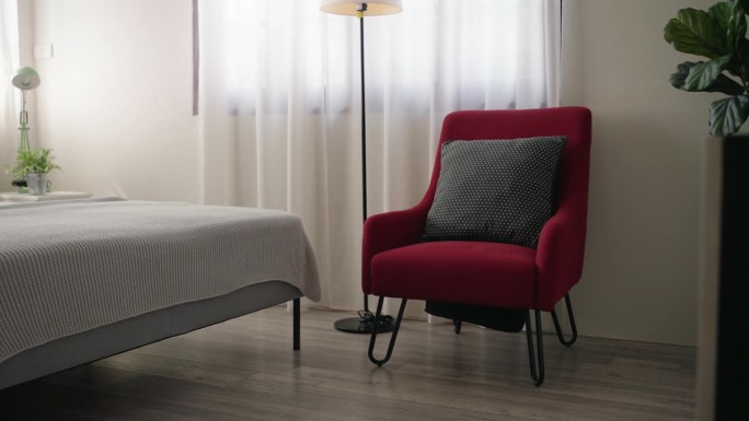 卧室里舒适的角落沙发椅高级客房新房床单