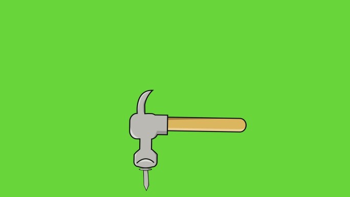 绿屏视频动画锤子和钉子