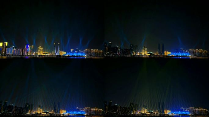 杭州亚运会灯光秀夜景实拍视频