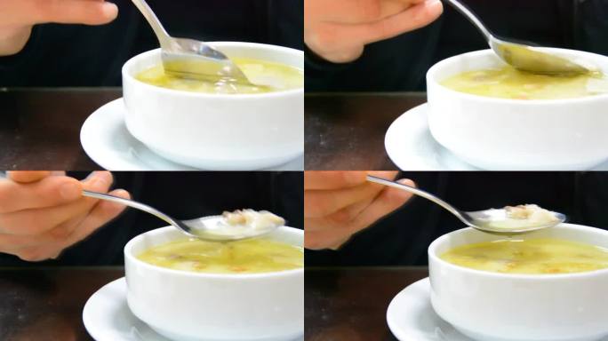 喝汤的人杯子饮料视频素材