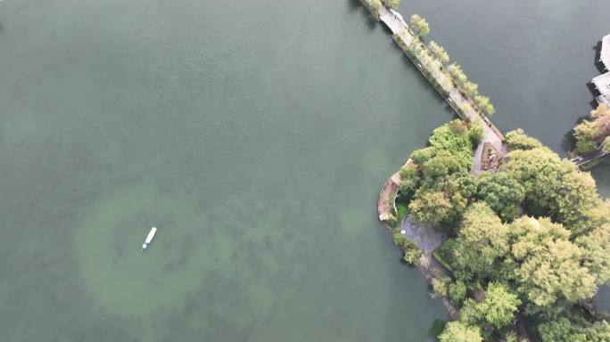 航拍南昌八一公园东湖百花洲城市风光