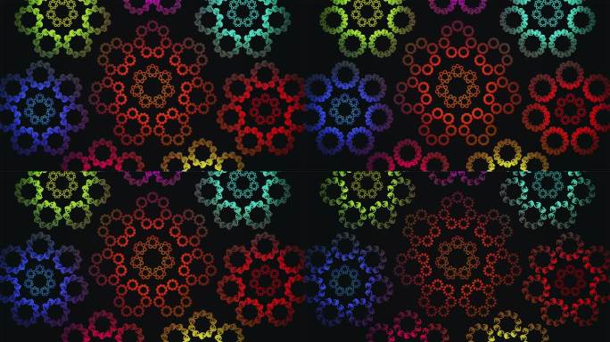 广播螺旋高科技照明HUD花卉图案，多色，事件，3D，可循环，4K