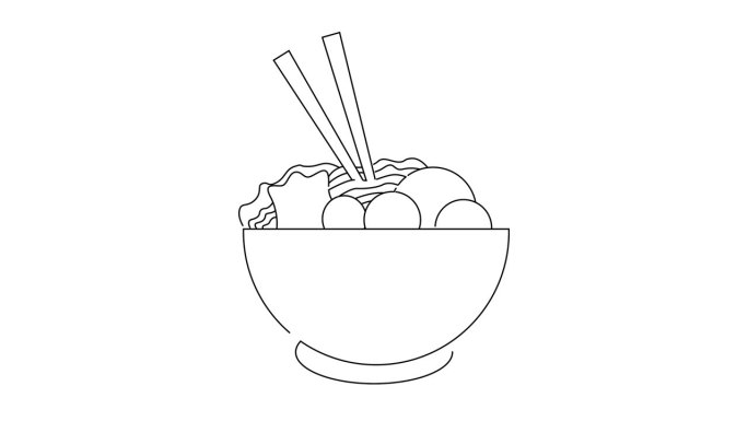动画视频草图的一碗肉丸图标