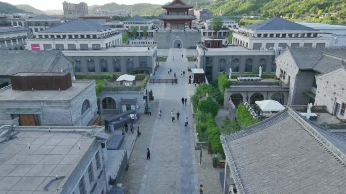 金延安圣地河谷钟鼓楼风光航拍2