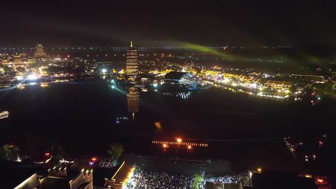 铜官窑国风烟火节夜景打铁花